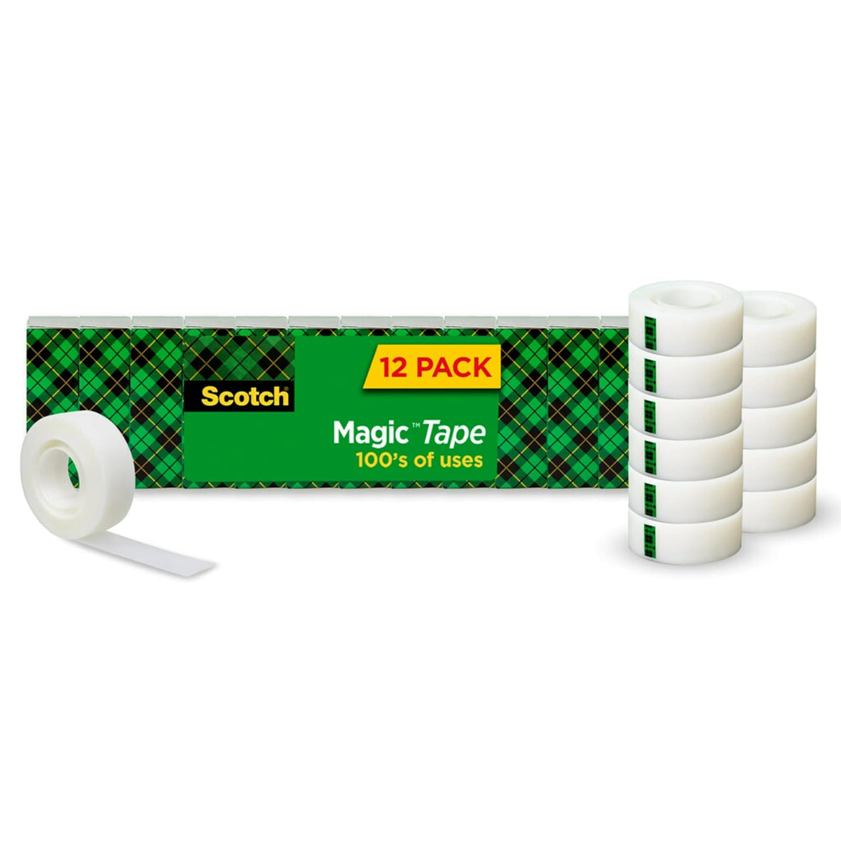 Scotch Magic Tape Cinta Adhesiva Invisible 3/4 x 1000 pulg - Sin dispensador - 12 Rollos