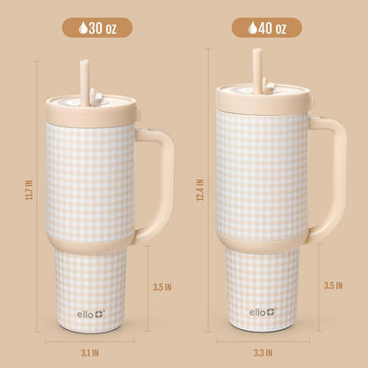 Ello Oasis - Botella de agua de acero inoxidable de 30 onzas, color beige