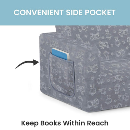 Delta Children Serta Perfect - Sofá convertible extra ancho para tumbona, cómodo sofá 2 en 1 abierto para niños, gris, 76.2 x 43.2 x 38.1 cm (paquete de 1)