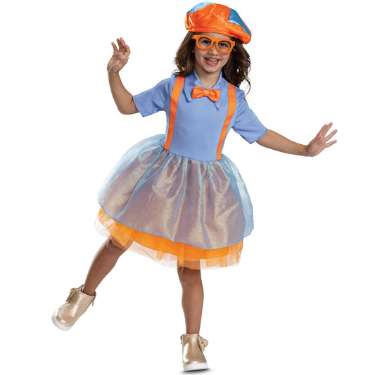 Disfraz de Blippi para niños pequeños, disfraz oficial de Blippi con sombrero de vestir y anteojos sintéticas, talla S (3T-4T)