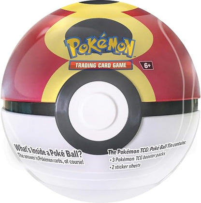 Pokémon TCG Q4 Poke Ball Latas | 7.62 cm x 2.54 cm x 0.1 cm, incluye 3 paquetes de refuerzo, 2 hojas de pegatinas