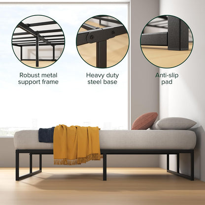 ZINUS Lorelei - Marco de Cama de Plataforma de Metal de 14 Pulgadas, Soporte de Listones de Acero, no Necesita somier, Embalaje ecológico WonderBox (TM), Almacenamiento Debajo de la Cama de 12.5