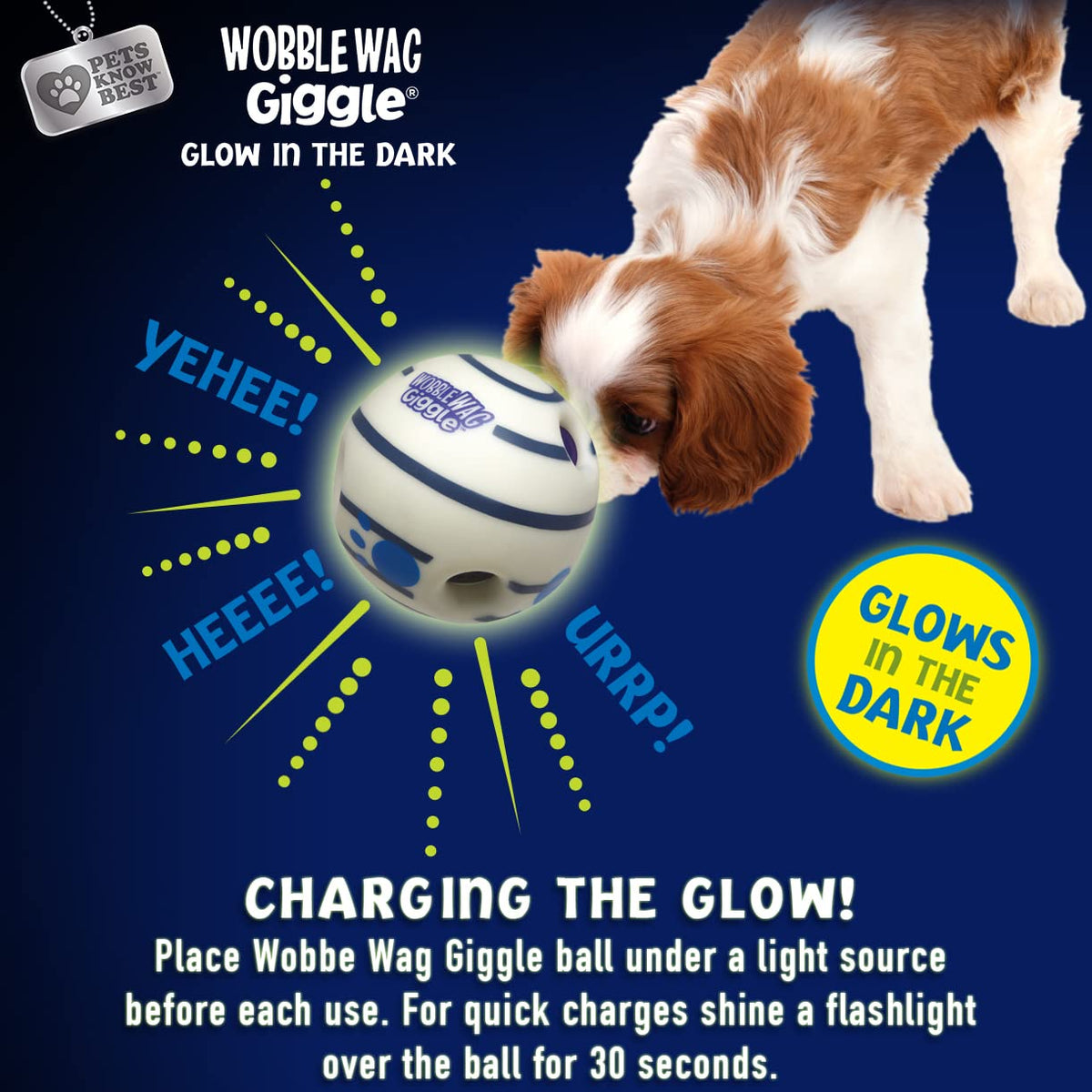 Wobble Wag Giggle Ball Paquete de 2 Juguetes interactivos para Perros, Divertidos Sonidos de risita Cuando se enrollan o se sacuden, Las Mascotas Saben Mejor: 1 Original y 1 Bola Que Brilla en la