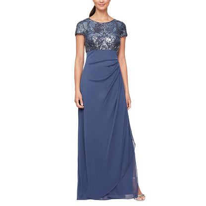 Alex Evenings Vestido Largo con corpiño de Lentejuelas elástico con Cintura Imperio Vestido para ocasión Especial Mujer