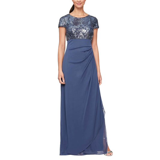 Alex Evenings Vestido Largo con corpiño de Lentejuelas elástico con Cintura Imperio Vestido para ocasión Especial Mujer