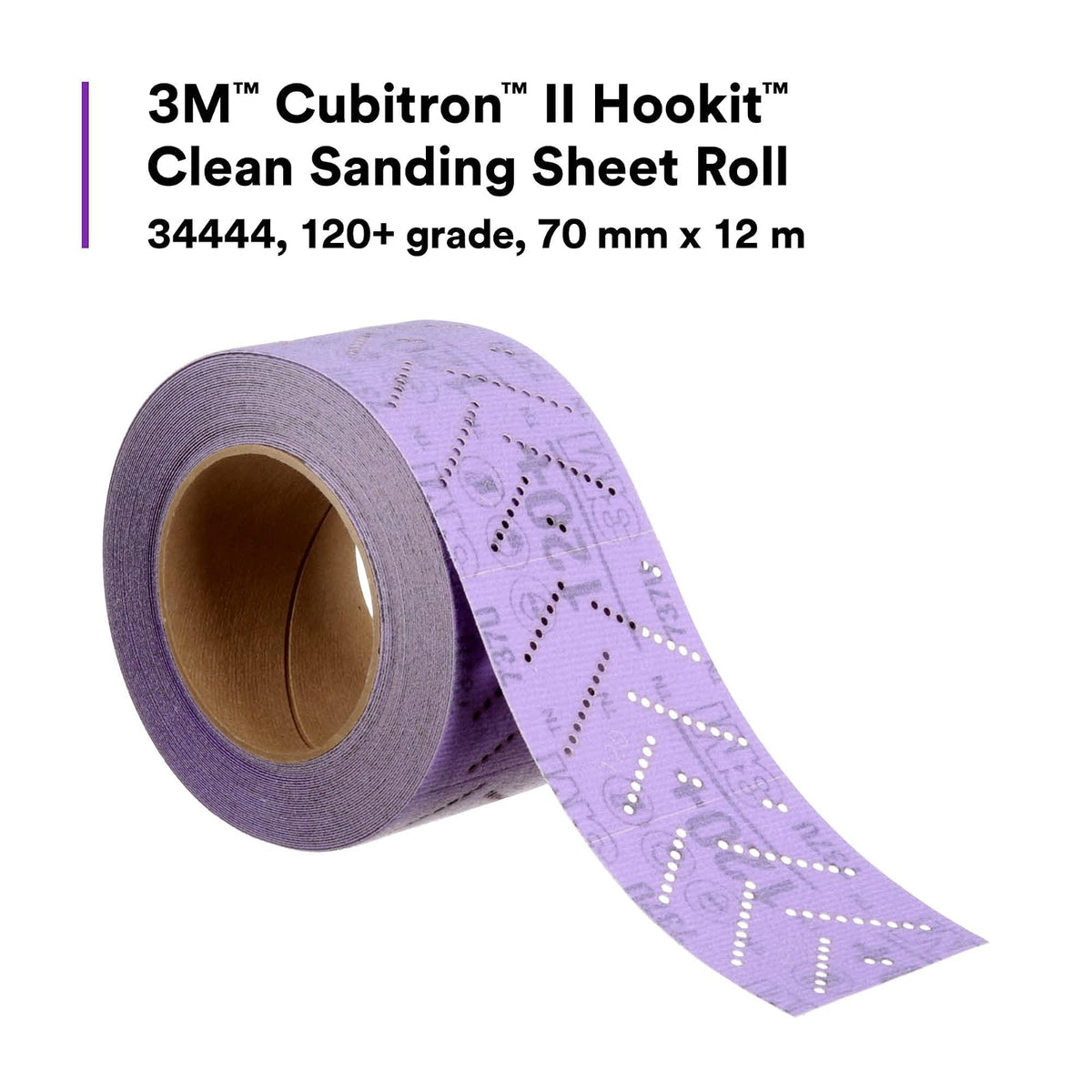 3M Rollo Hookit™ Cubitron II Clean Sanding 120+ 34444 | 1 rollo, multiorificio, para eliminación de revestimiento, reparación de cuerpo, lijado automático