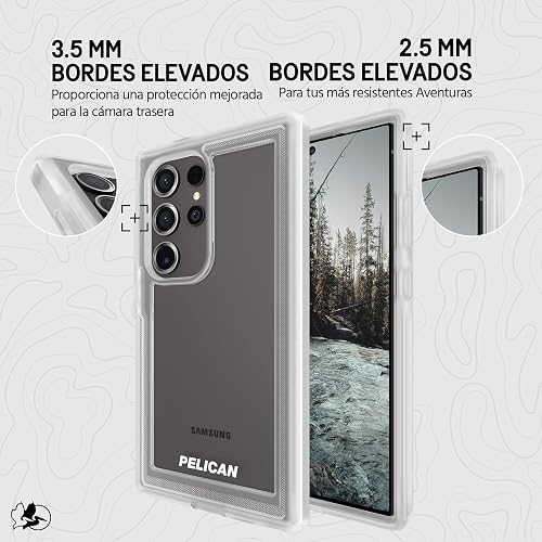 Pelican Voyager - Funda con Clip para cinturón para Samsung Galaxy S24 Ultra Compatible con Carga inalámbrica, con protección contra caídas de Grado Militar de 18 pies - Transparente