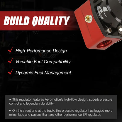 Aeromotive A1000 Regulador Combustible 13101 | Rojo, estilo retorno inyectado, ajustable 40-75 PSI