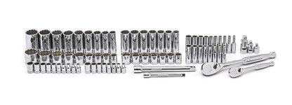 GEARWRENCH Llave de engranaje 76 unidades Unidad de 1/4'' y 3/8'' 12 Pt. Juego de herramientas de mecánica estándar y profunda, SAE/métrico - 80948