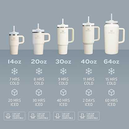 Stanley Quencher H2.0 - Vaso con asa y popote, 30 onzas, tapa Flowstate de 3 posiciones, compatible para viajes, vaso de acero inoxidable aislado, sin BPA, verde azulado tropical