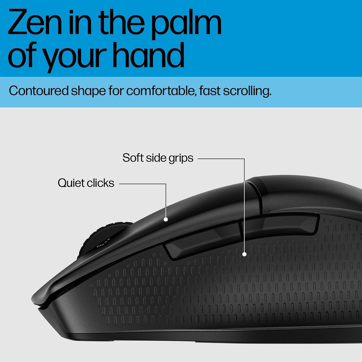 HP Mouse Bluetooth 480 Comfort, Forma contorneada, Botones programables, Bluetooth, Compatible con Varios Sistemas operativos, Agarre Lateral Suave (8T6M3AA)