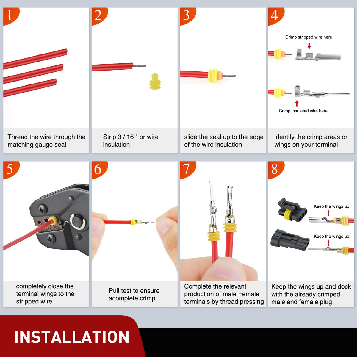 Nilight 50119G Conector Eléctrico de 622 Unidades, 1-6 Pines, Macho/Hembra, Impermeable, 43 Juegos