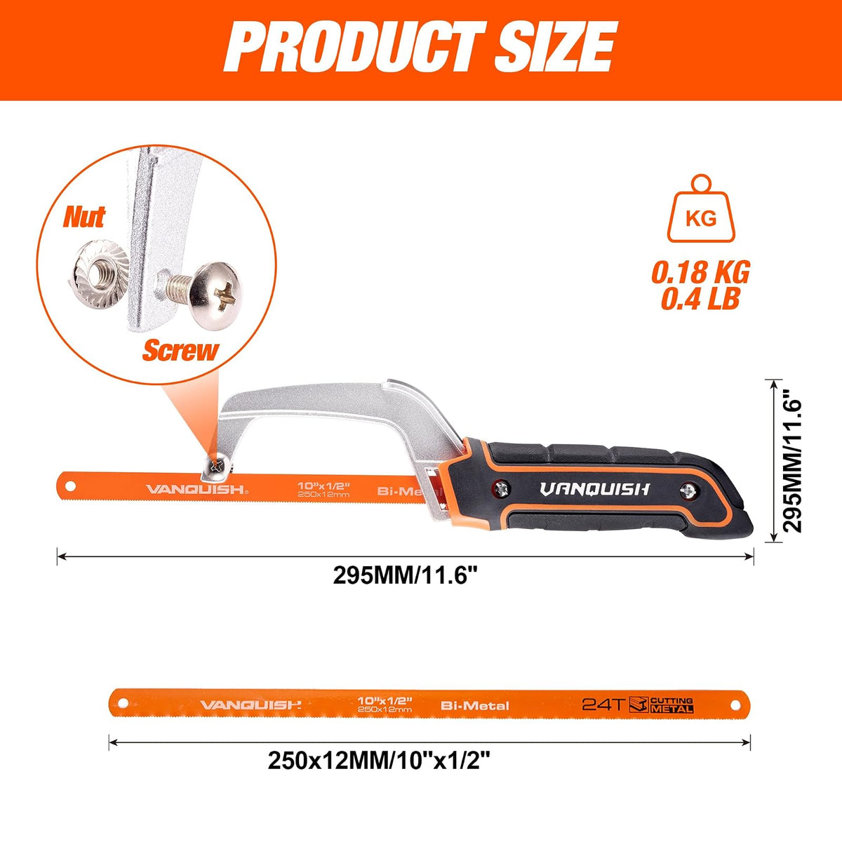 VANQUISH 4851 Aluminum Frame Mini Hack Saw