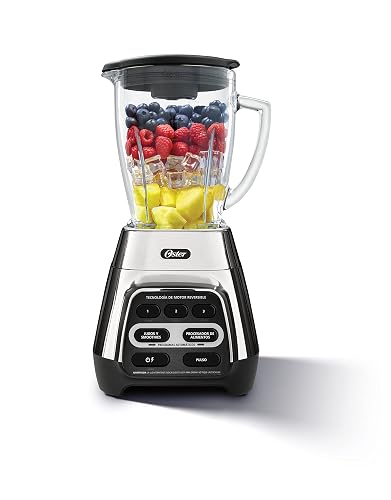 Oster Licuadora 1000 W con Vaso de Vidrio de 1.5 L, 2 Programas Automáticos | Tecnología Reversible: prepara jugos, smoothies, salsas y masas, vaso de vidrio + Blend-N-Go de Tritan 750 ml, BLSTPYG1310NBG