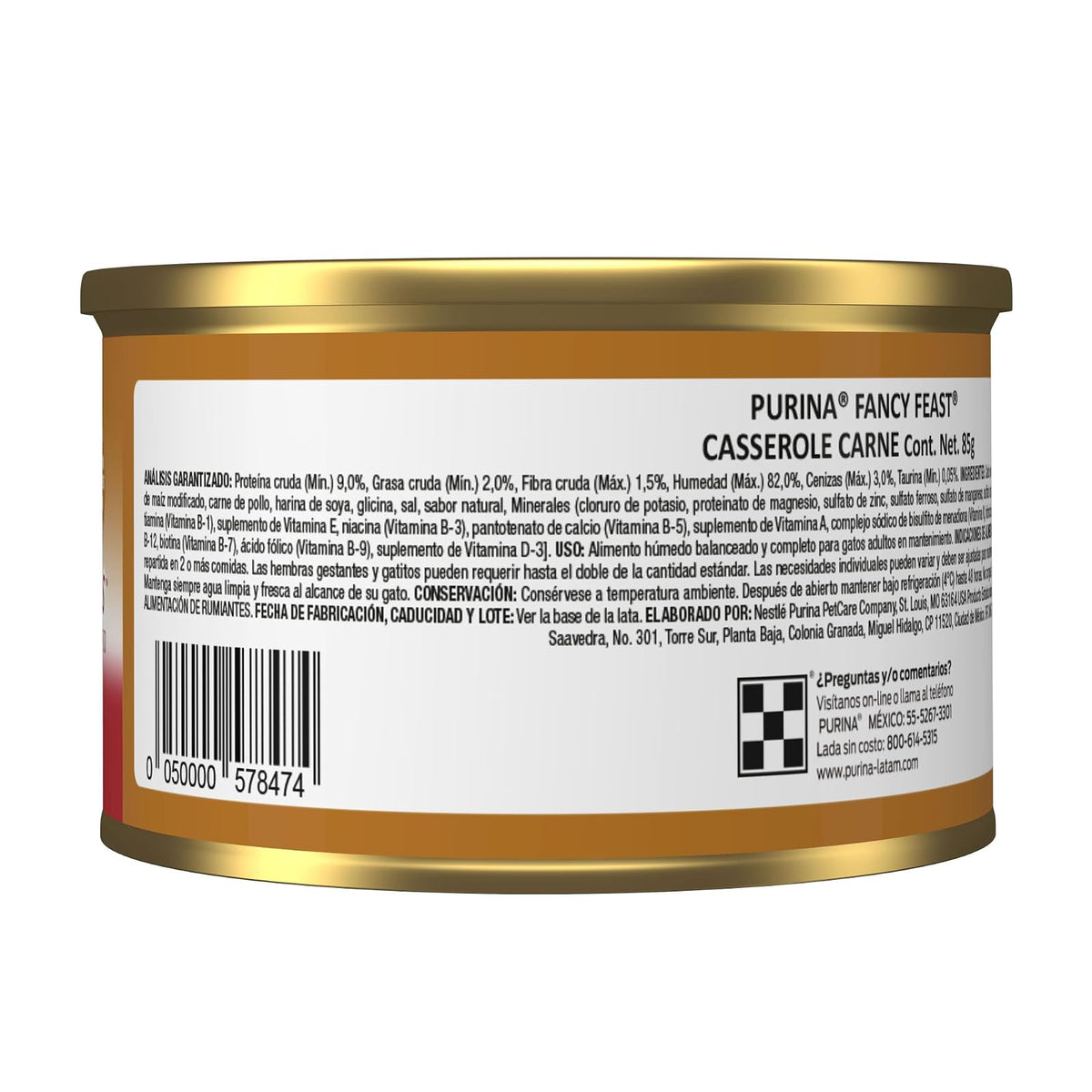 Purina Fancy Feast Casserole Adulto Todos los Tamaños Sabor Carne 24pack de 85g