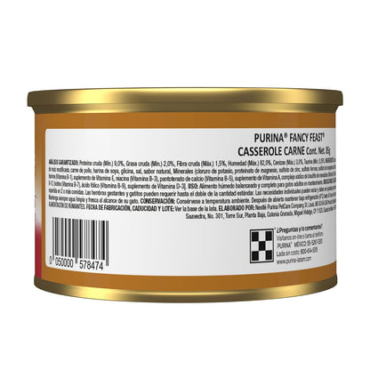 Purina Fancy Feast Casserole Adulto Todos los Tamaños Sabor Carne 24pack de 85g