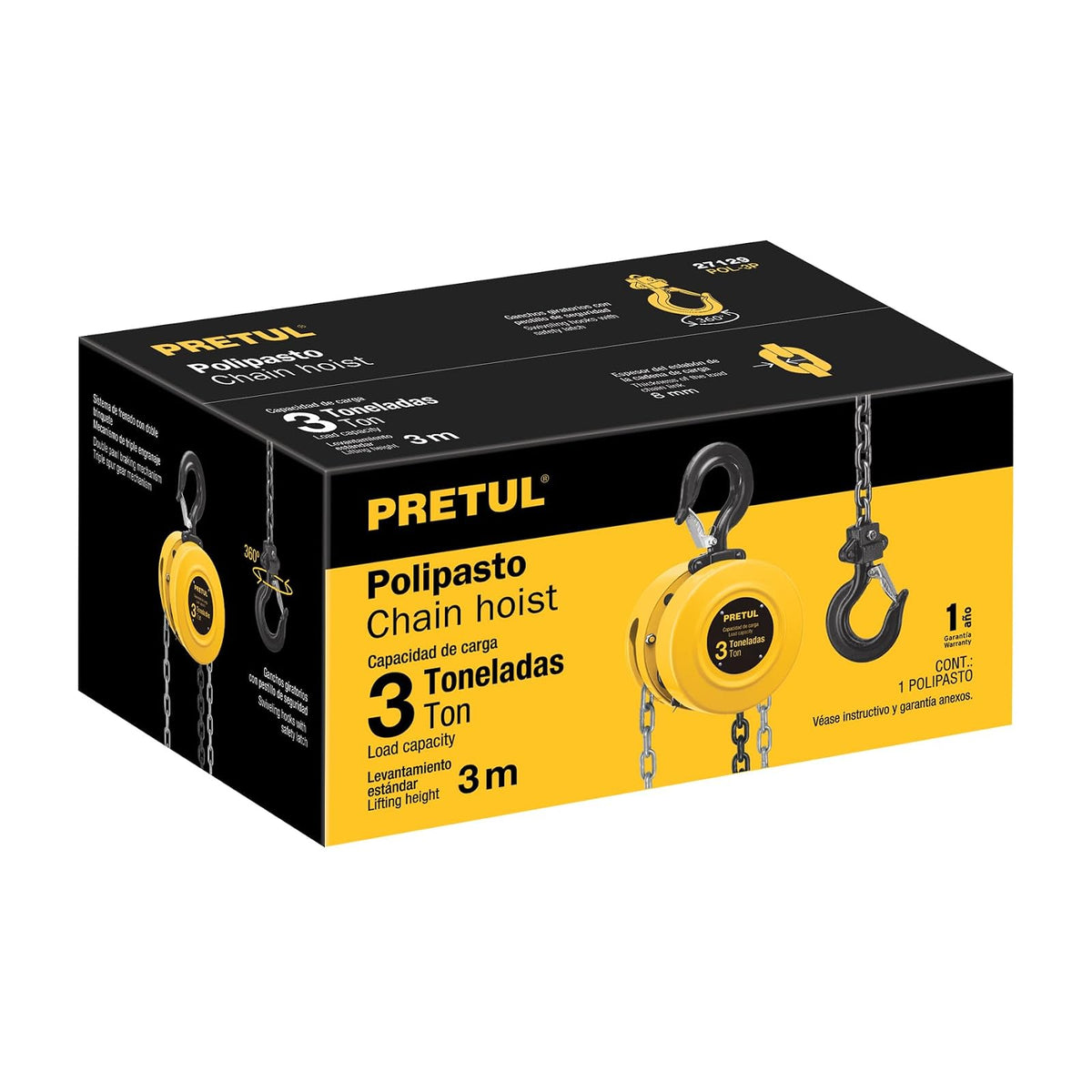 Pretul POL-3P, Polipasto de cadena 3 toneladas