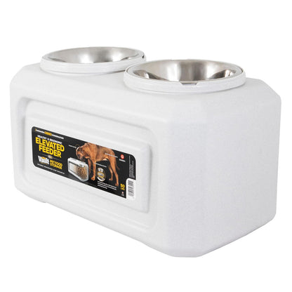 Gamma2 Vittles Vault - Alimentador Elevado para Perros con Almacenamiento, Fabricado en Estados Unidos, Plata, 50 Libras