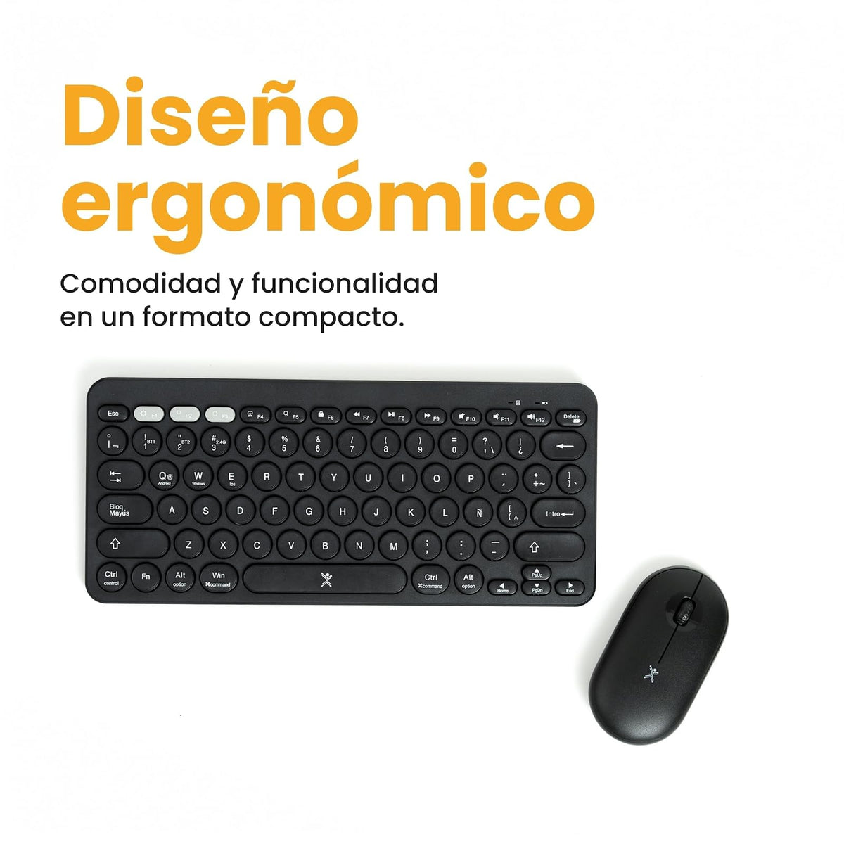 PERFECTCHOICE Kit de Teclado y Mouse Inalámbrico Bluetooth Dual 2.4GHz PC-201397 Froyo Color Negro