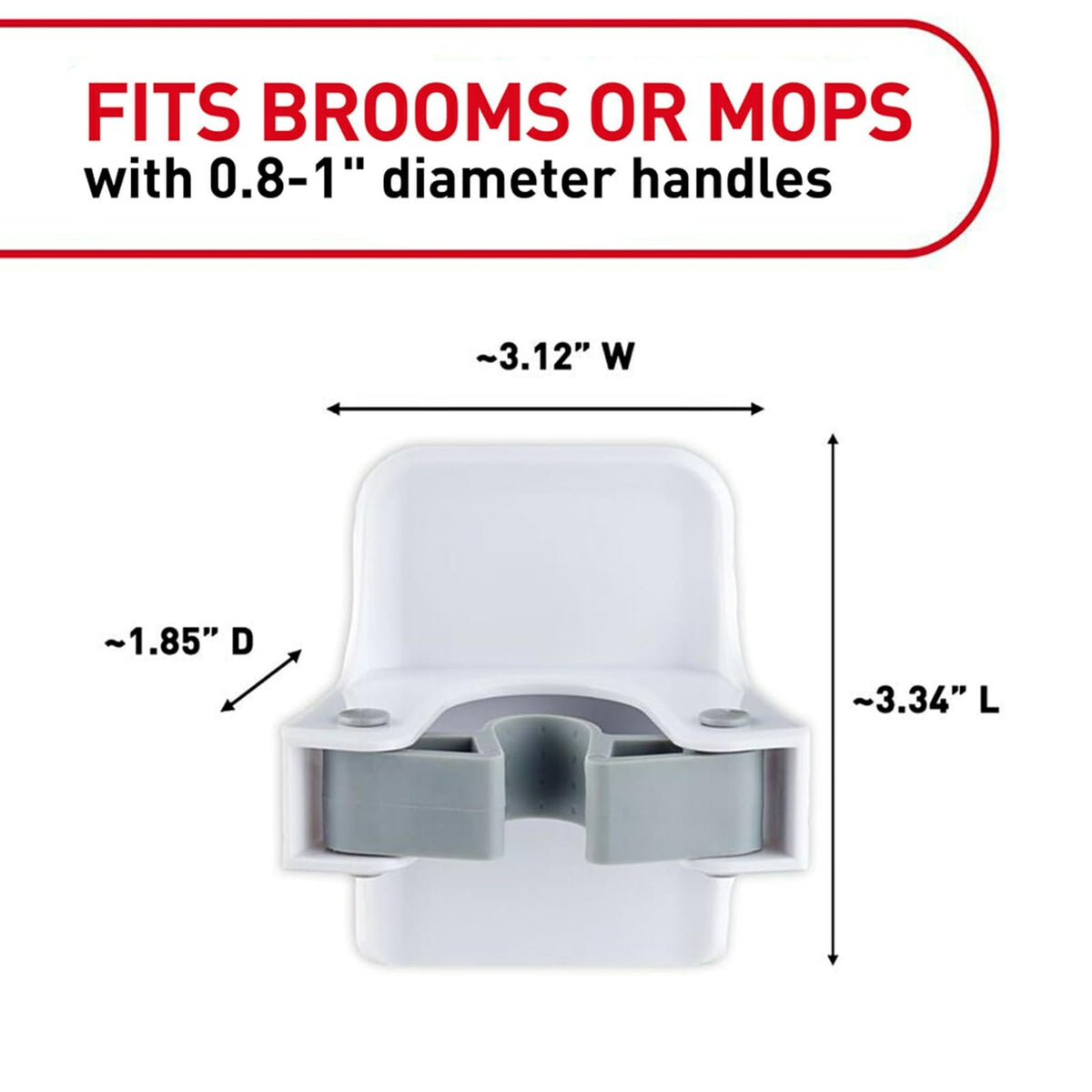 Command - Pinzas para escoba y fregona, 3 perchas y 6 tiras de comando, sin daños para colgar en la pared, soporte para escoba y fregona, organizador de limpieza del hogar para organización y