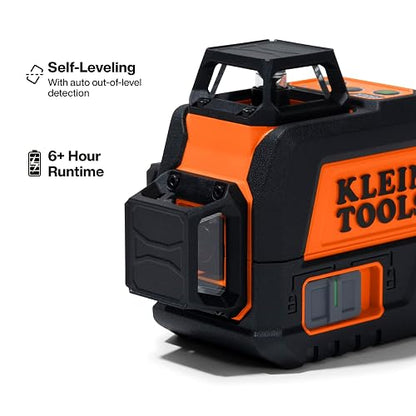 Klein Tools 93CPLG Nivel láser compacto autonivelante, línea cruzada verde brillante, planos láser de 360 grados, recargable, montaje magnético