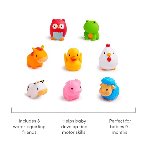 Munchkin Animalitos de Granja para Bañera 8 Piezas, Multicolor