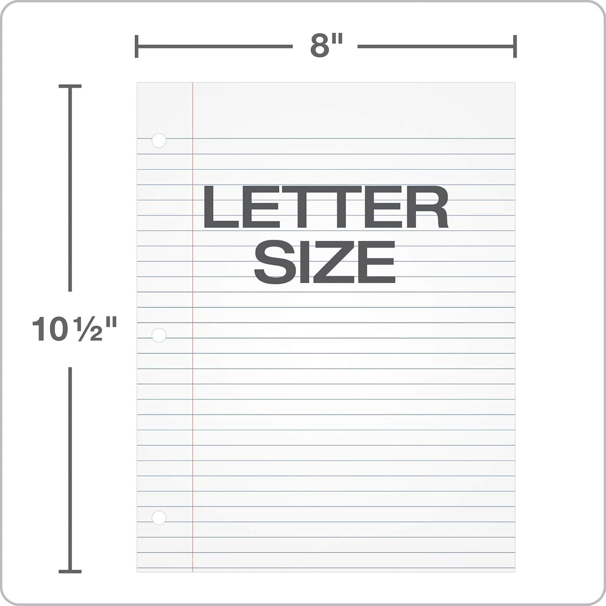 Oxford 62330 - Papel de relleno con rayas de 8 x 10-1/2 pulgadas de ancho, perforador de 3 agujeros, papel de cuaderno de hojas sueltas para carpetas de 3 anillos, 500 hojas (62330), blanco
