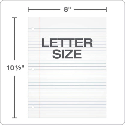 Oxford 62330 - Papel de relleno con rayas de 8 x 10-1/2 pulgadas de ancho, perforador de 3 agujeros, papel de cuaderno de hojas sueltas para carpetas de 3 anillos, 500 hojas (62330), blanco