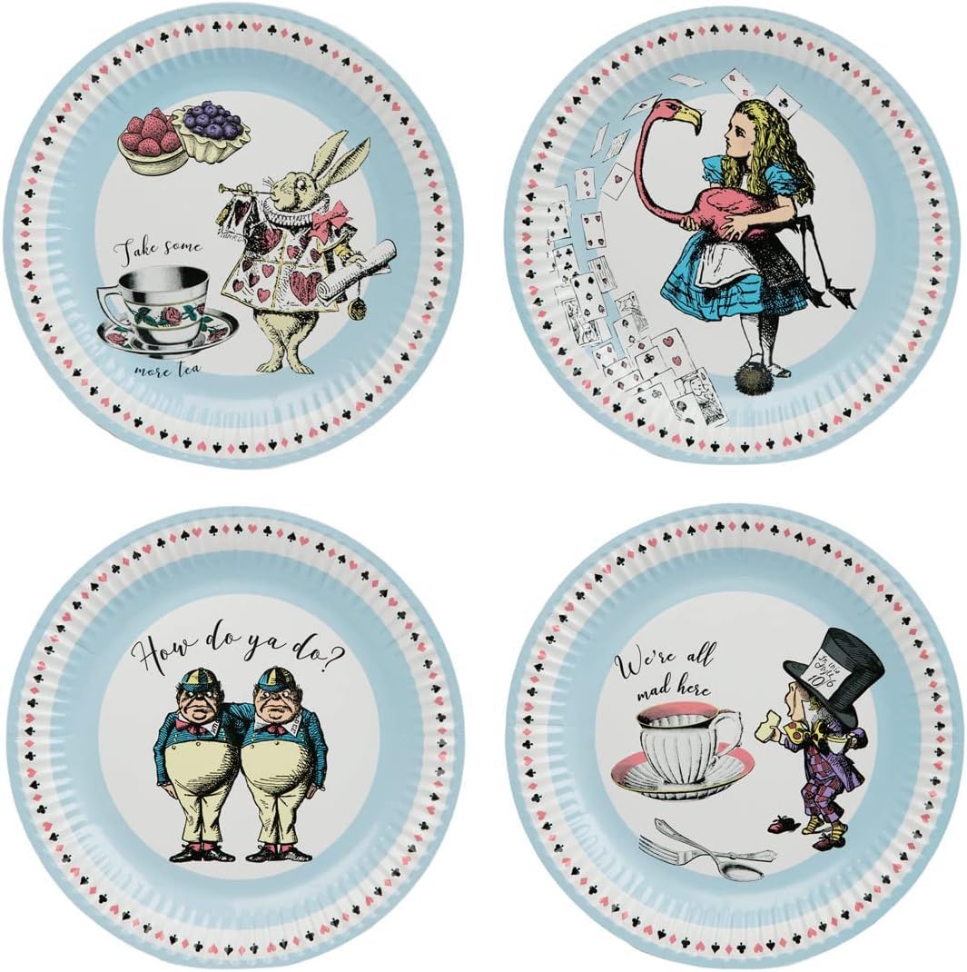 Talking Tables Decoración de Fiesta Alicia en el País de las Maravillas | Para 16 invitados, , platos, servilletas, tazas, mantel