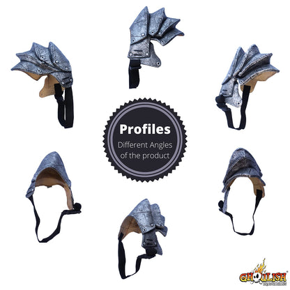 Pauldron Silver, Accesorio para Disfraz de Hombreras de Plata, Complemento de Hombros Armadura Ideal para Halloween y Fiesta de Disfraces