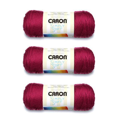 Caron Simply Soft Estambre Acrílico, Paquete de 3 Madejas de 170 g - Fucsia - Paquete de 3