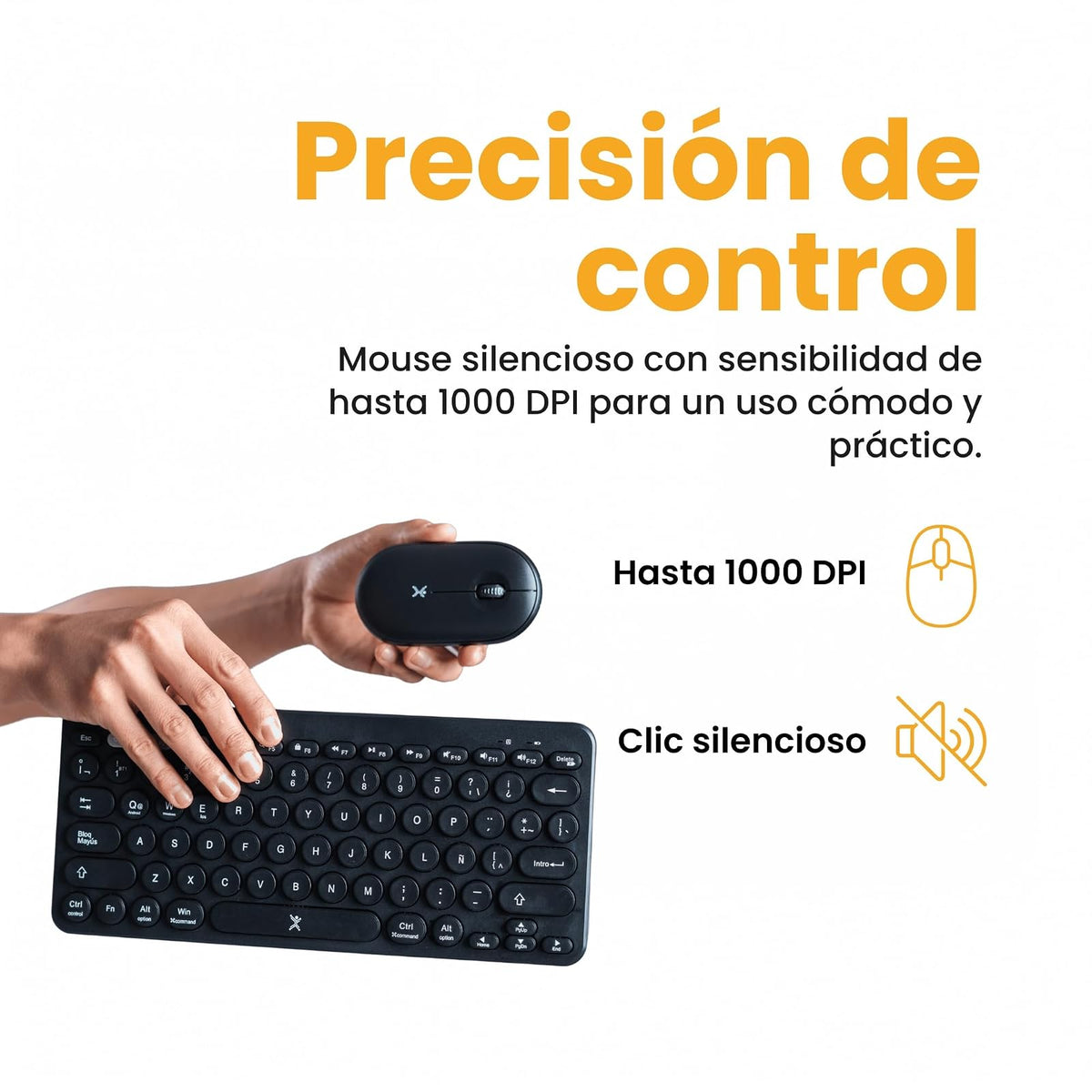 PERFECTCHOICE Kit de Teclado y Mouse Inalámbrico Bluetooth Dual 2.4GHz PC-201397 Froyo Color Negro