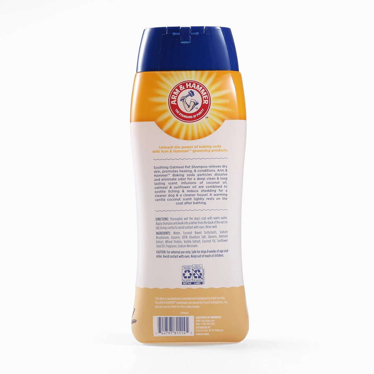 Champú de avena Arm & Hammer para perros | El mejor champú de avena para todos los perros y cachorros, 16 onzas, aroma a vainilla y coco