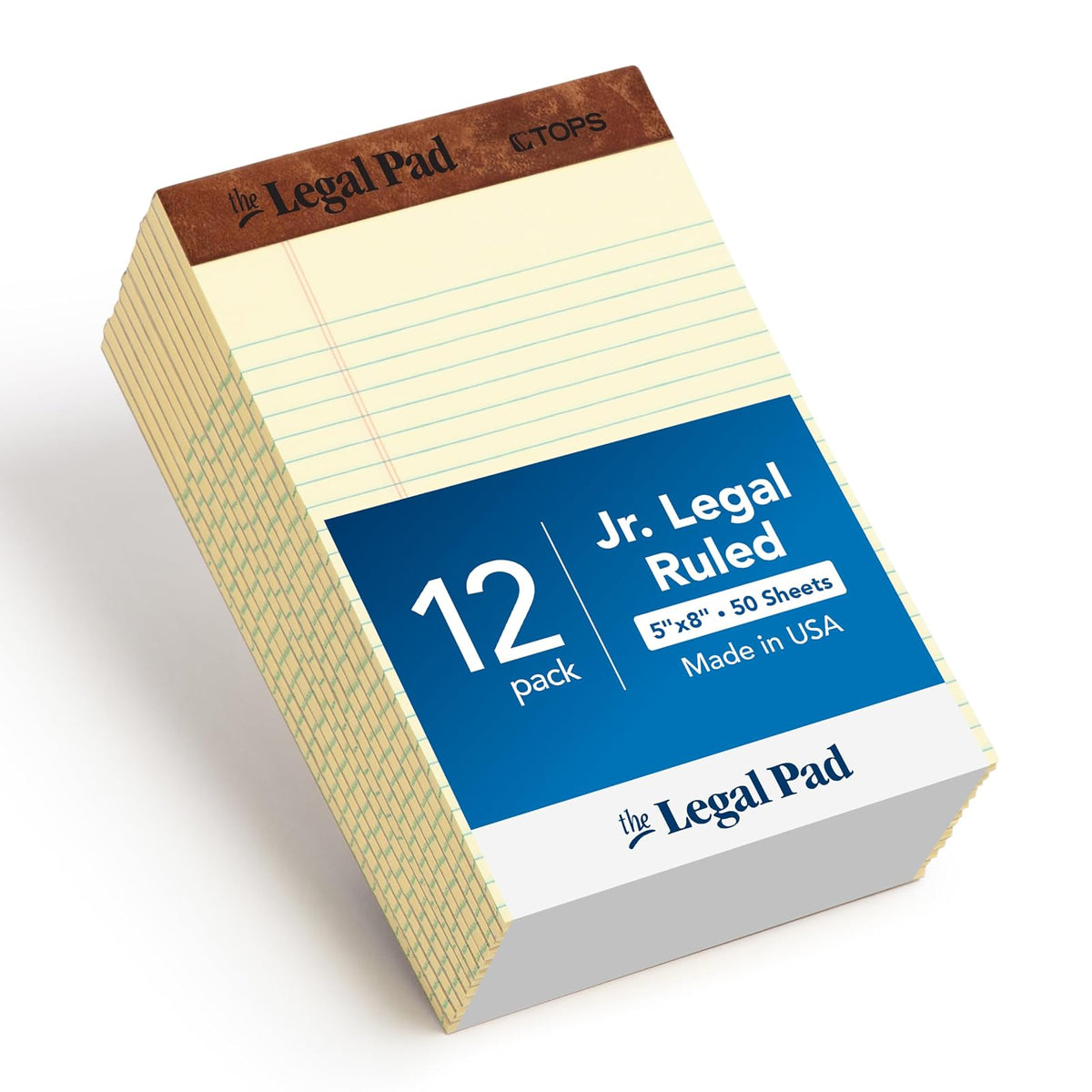 TOPS Docket Bloc de Notas Tamaño Oficio, Papel Canario, 50 Hojas, Paquete de 12 - 12.7 x 20.3 cm - Moderno - Sencillo