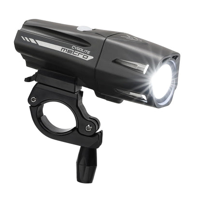 Cygo Lite Metro Pro - Luz de Bicicleta de 1.100 lúmenes, 9 Modos nocturnos y de día, Compacto y Duradero, Resistente al Agua, IP67, Soporte Duro Seguro, Faro Recargable USB, para Carretera, montaña,
