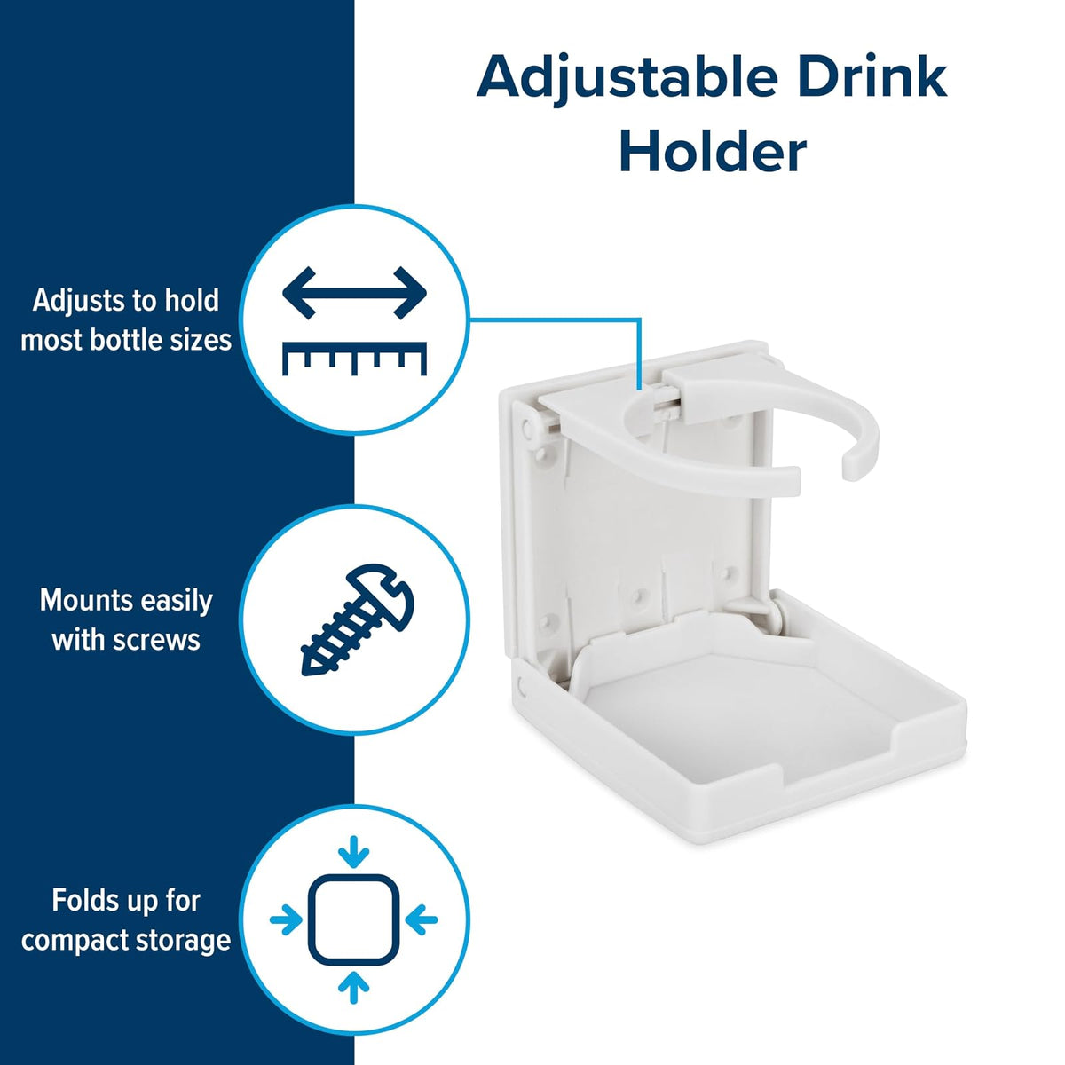 Camco 44040 Adjustable Drink Holder (White),1 Pack