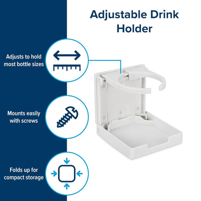 Camco 44040 Adjustable Drink Holder (White),1 Pack