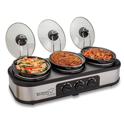 Timco Bufetera Electrica Triple 3 Insertos Ceramica 1.5L Bandeja Calentamiento BUFET1121