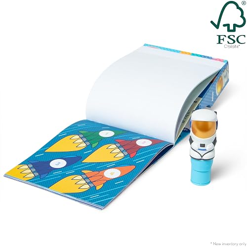 Melissa & Doug Sticker Wow!™ 24-Page Activity Pad and Sticker Stamper, 300 Stickers, Arts and Crafts Fidget Toy Collectible Character – Astronaut - FSC-Certified Materials