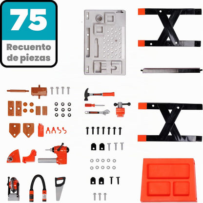 BLACK+DECKER Power Tool Workshop - Build Your Own Tool Box – 75 Realistic Toy Tools and Accessories