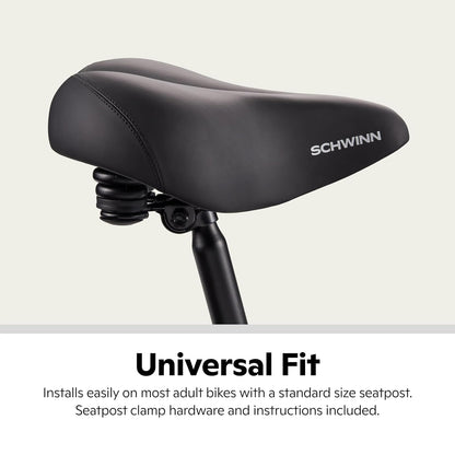 Schwinn Asiento de Bicicleta cómodo para Hombres y Mujeres, sillín de Repuesto para Todas Las de Adultos con Poste de Asiento estándar, Ajuste Universal, Accesorios de Bicicleta