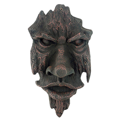 Design Toscano Nottingham Woods Greenman - Escultura de Pared de fantasía para Interiores y Exteriores, 15 Pulgadas de Alto, Resina de Piedra fundida, Acabado de Madera