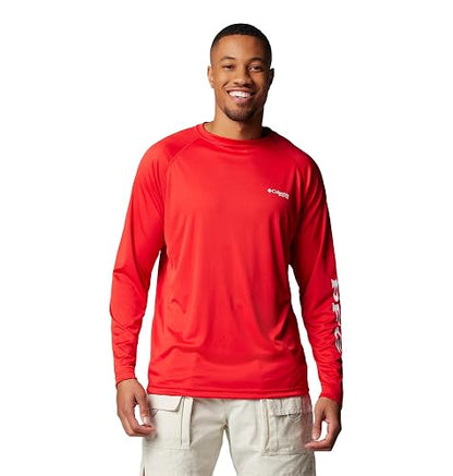 Columbia Sportswear Men's Terminal Tackle Long Sleeve Shirt, Key West/Vivid Blue Logo, Small