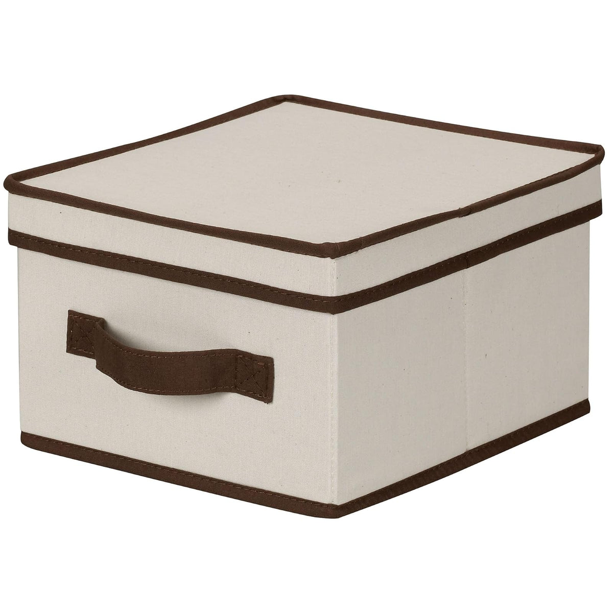 Household Essentials Caja de Almacenamiento de Lona Natural, Almacenamiento y organización, Borde Café, Mediano, 1