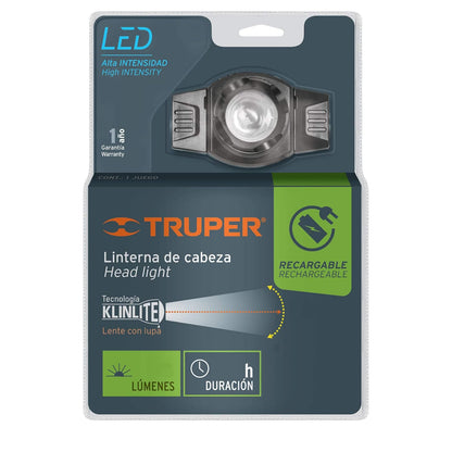 Truper LI-CA-130R, Linterna de minero LED 160 lm, recargable