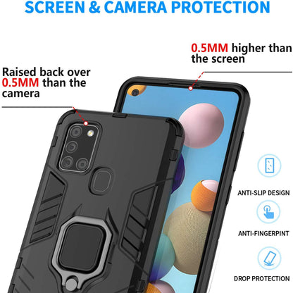 BestAlice Funda para Honor X7 Case + Protector de Pantalla de Cristal Templado + Lens Mica + Cordón para el Cuello, Rudo Uso Híbrida Armor Protección Carcasa, Negro