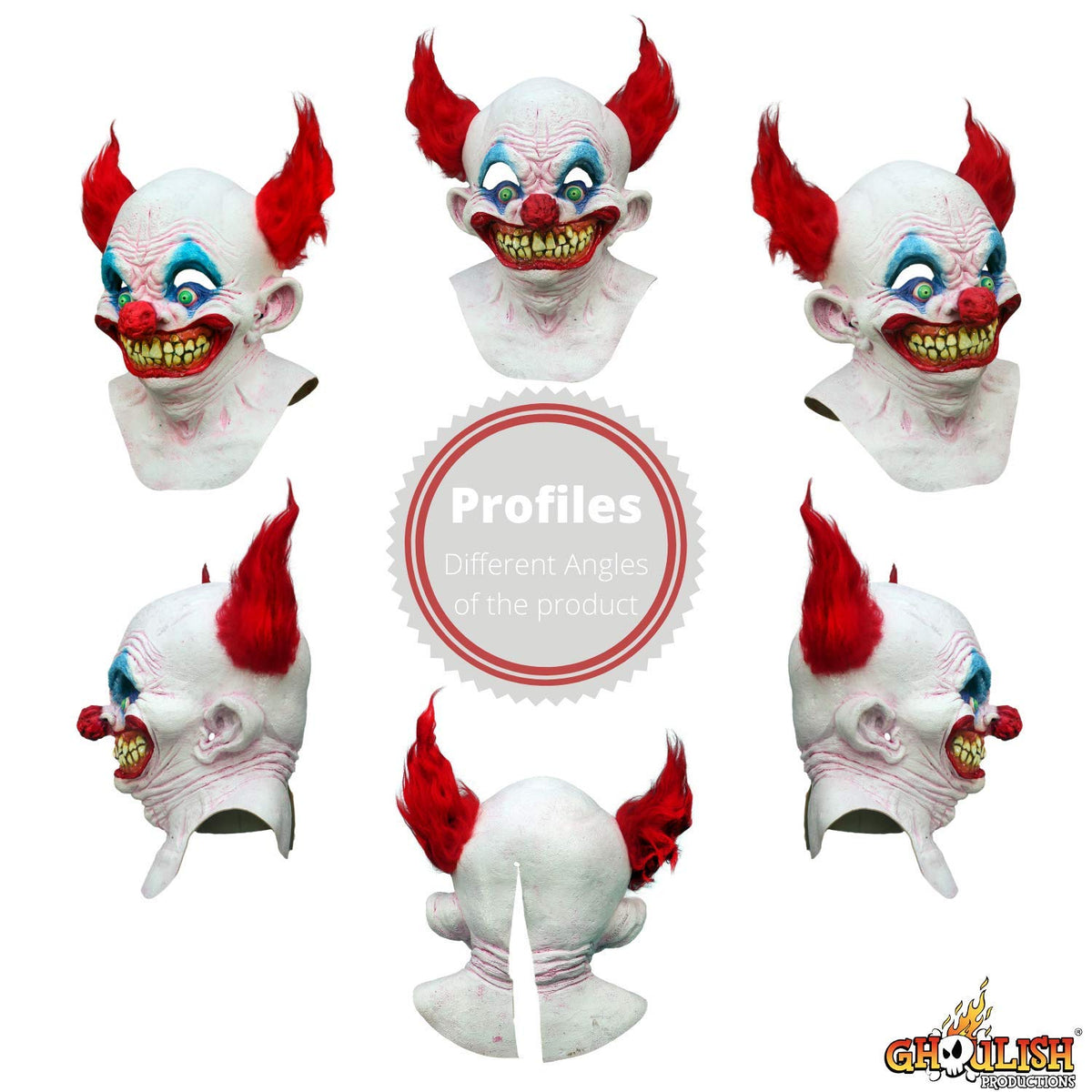Chingo, Máscara de Payaso Diabólico, Máscaras de Clowns Payasos Asesinos Ideal para Disfraz de Halloween y Fiestas de Disfraces