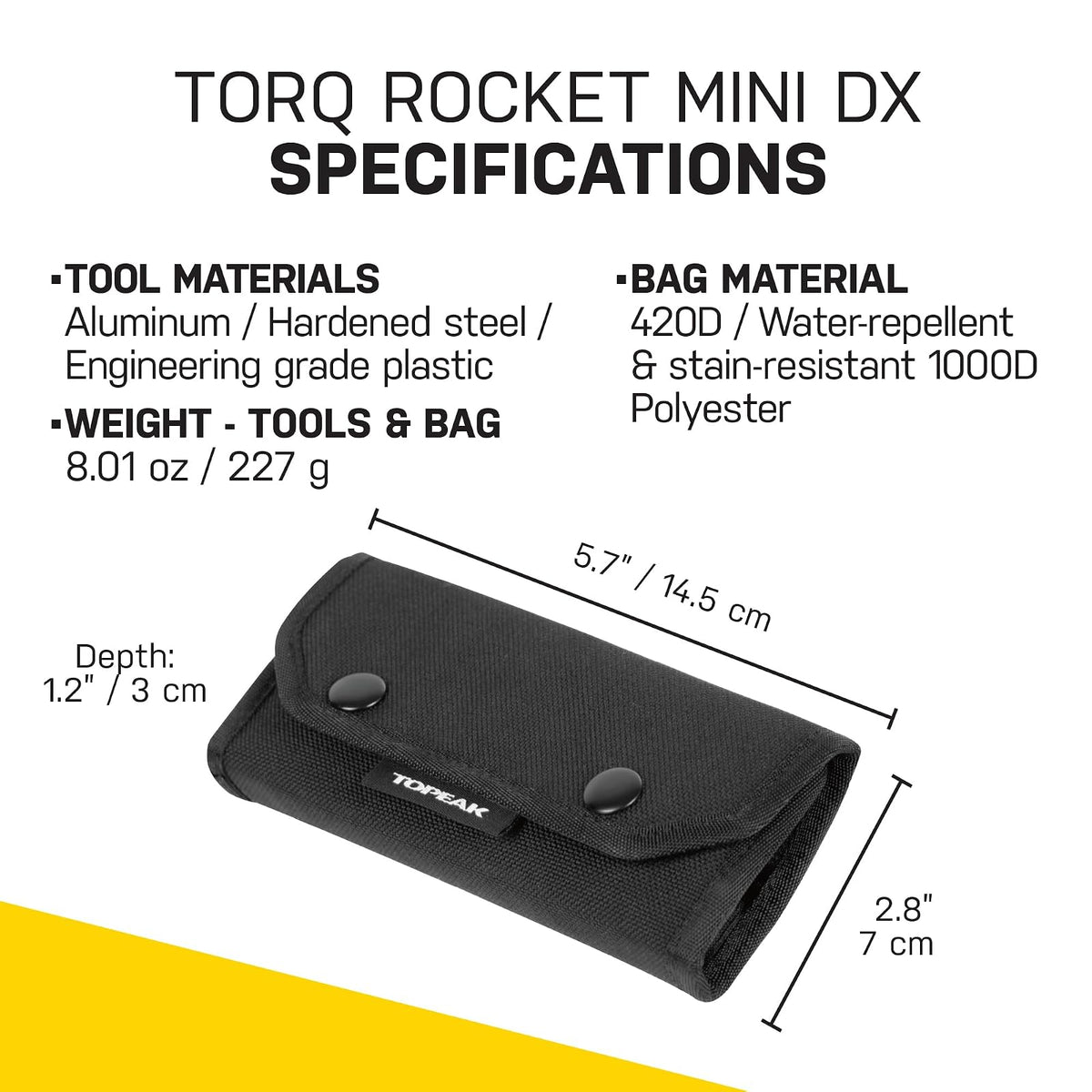 Topeak Torq Rocket Mini DX - Llave Dinamométrica Ajustable 1-6 Nm con Cabezal de Carraca y Juego de Herramientas Múltiples