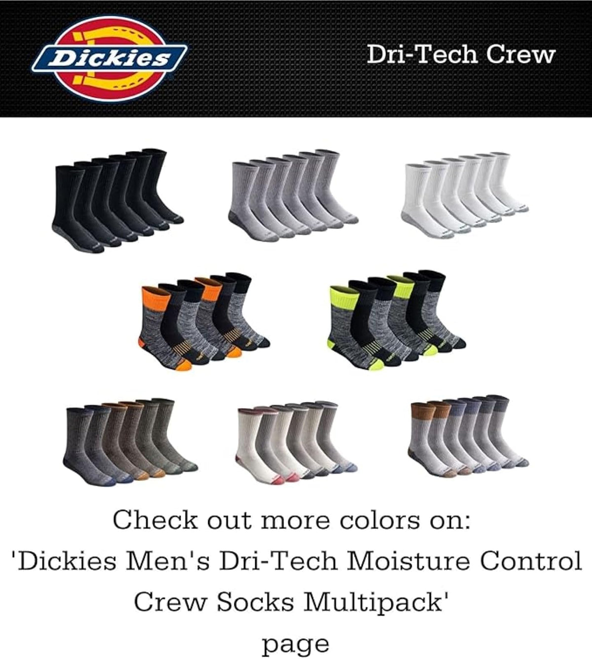 Dickies Dritech Advanced - Calcetín para mujer, absorbe la humedad, paquete de 6