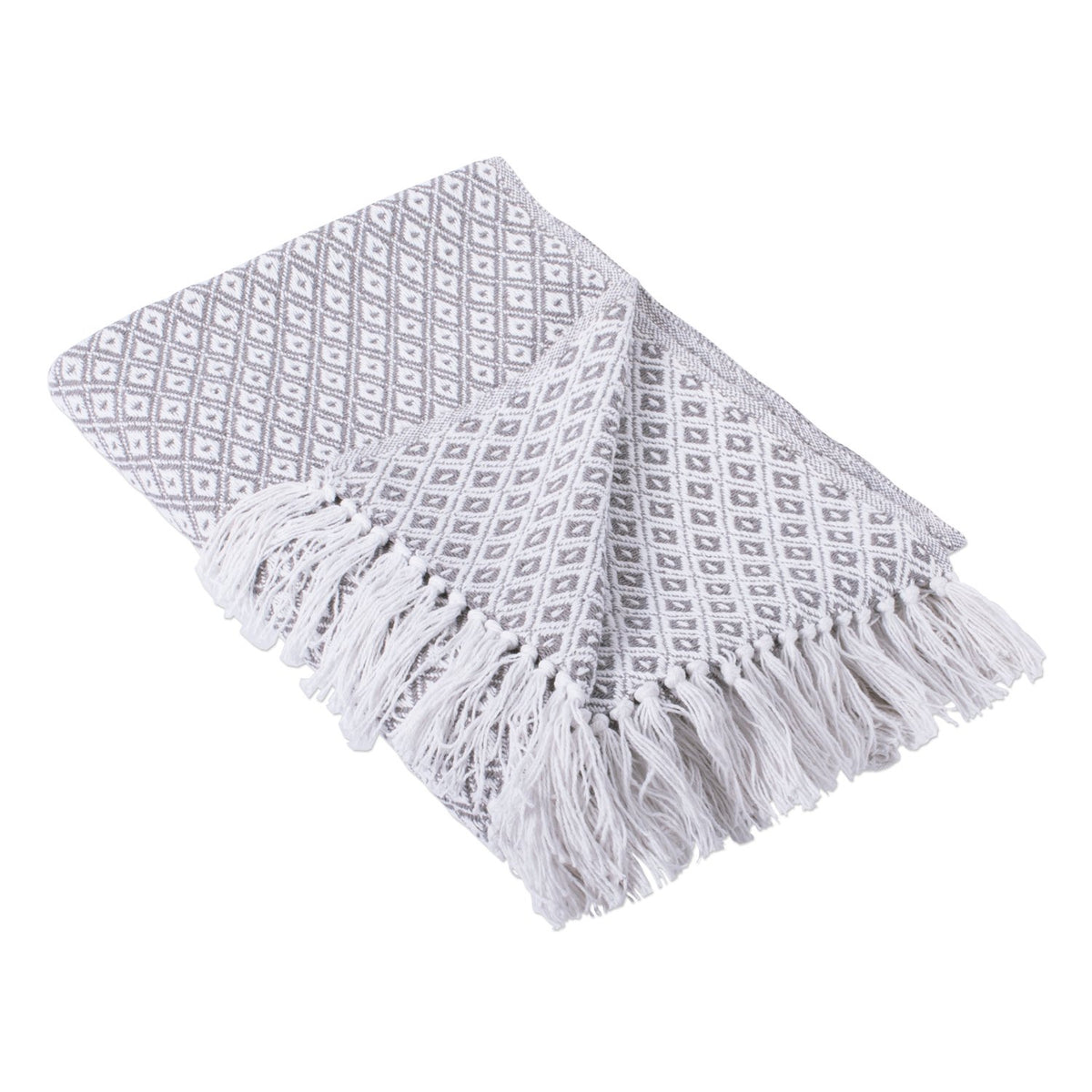 DII Manta Decorativa de Algodón con Flecos 50 x 60 Pulgadas - 50x60" - Gris